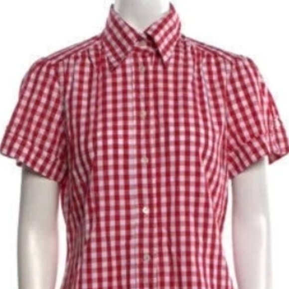 D&G Red Gingham Button Down Front Tie Shirt - Picture 8 of 16